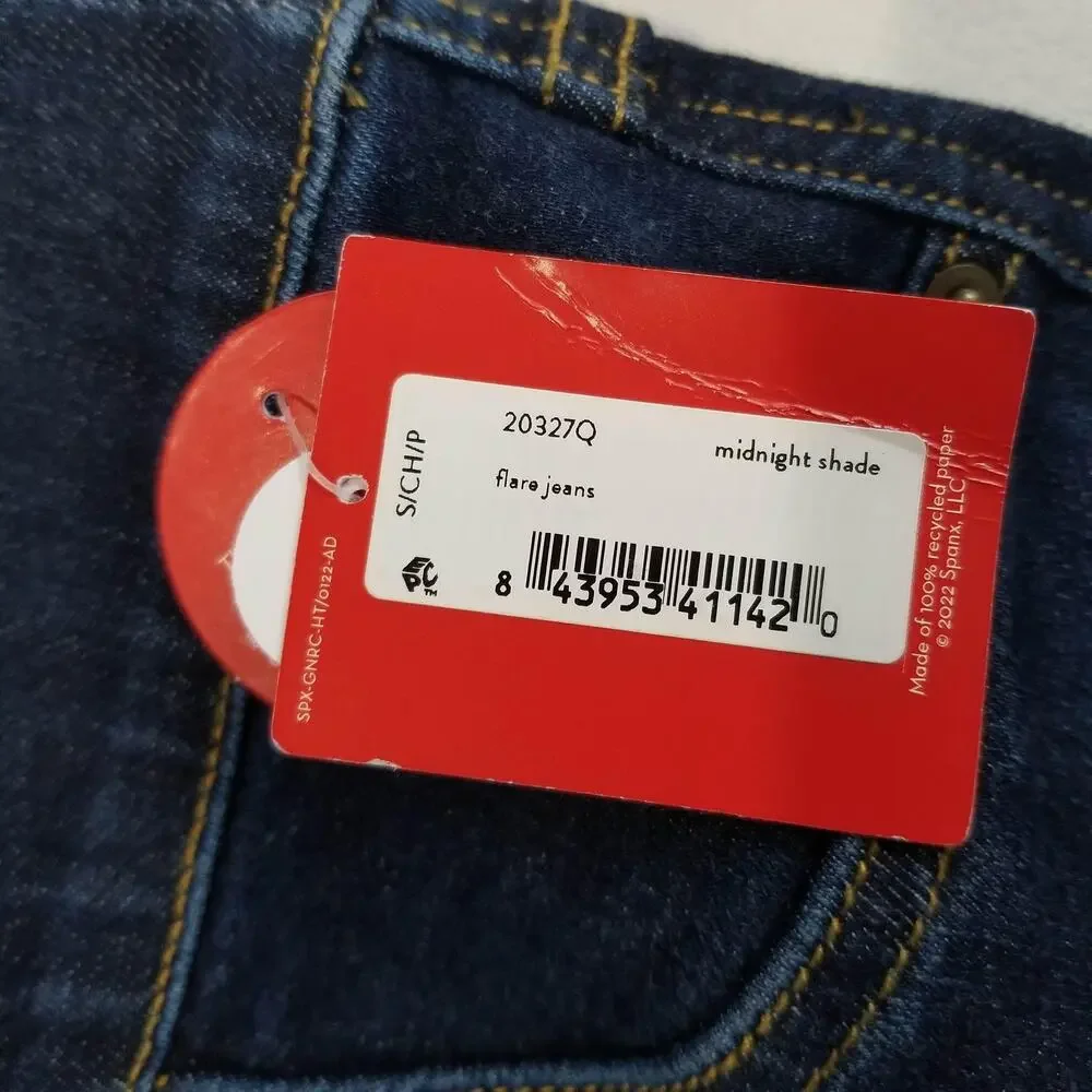 Spanx Jeans Womens Small Petite Midnight Shade Flare Dark Wash Denim 20327Q NWT - Picture 5 of 11